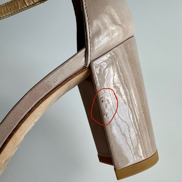 ✨STUART WEITZMAN NearlyNude Strappy Patent Leather Sandals Hush Aniline 6.5M - Picture 9 of 15